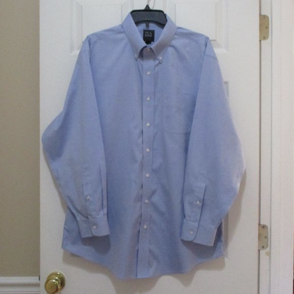 Jos A Bank Traveler Dress Shirt 17.5 - 34 Blue Tailored Fit Office Professional - Picture 1 of 7
